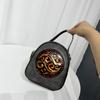 Ethnic Vintage Round Crossbody - Hand Embossed Ladies Shoulder Bag Minimalist Texture Commuter Large Capacity Handbag