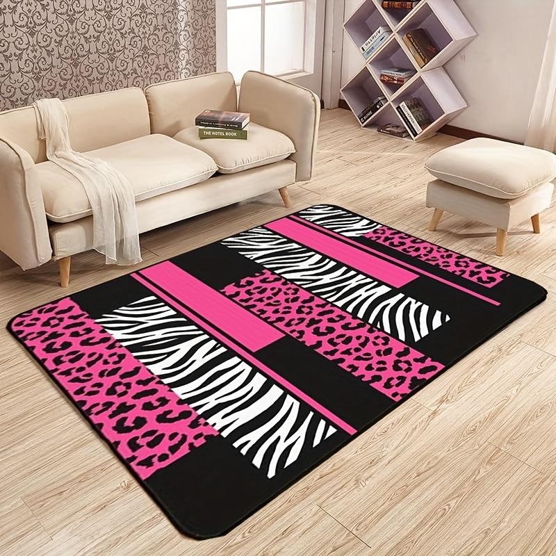 1pc Leopard Zebra Carpet, Leopard Pink White Black Special Carpet Suitable for Living Room, Bedroom, Computer Room, Dining Room, Under Table
