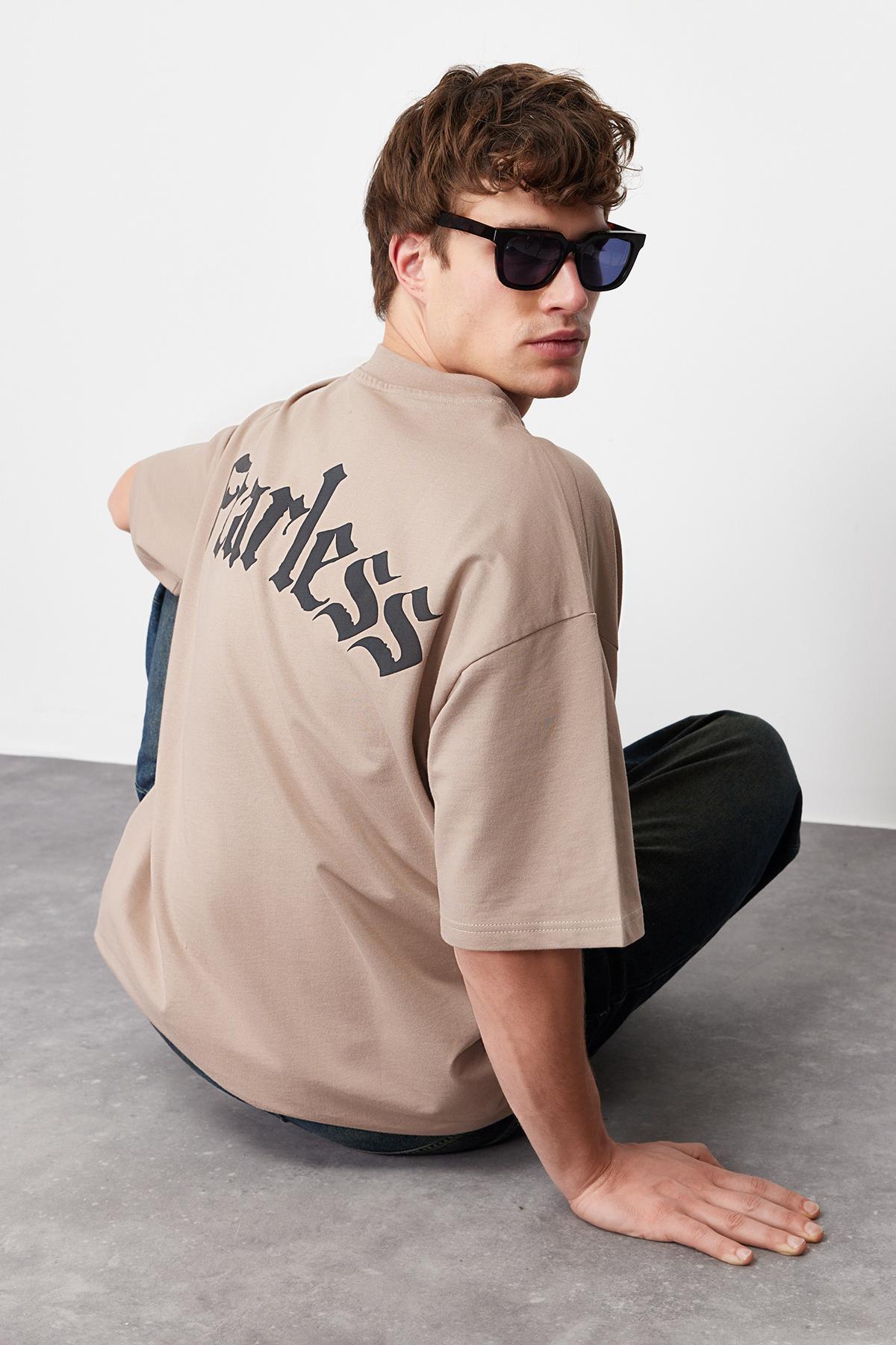

Men s Fashion New T-Shirt Mink Oversize Text Printed 100% Cotton Thick T-Shirt