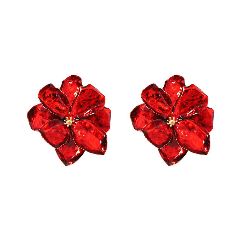 Orecchini a Pendente con Petali Grandi Colorati in Metallo Esagerati per Donne Signora Moda Vintage Orecchini a Bottone con Smalto a Goccia Accessori Gioielli