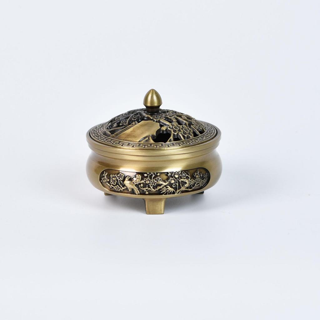 Alloy Creative Retro Incense Burner: Dragon Phoenix Lotus Leaf Style for Sandalwood & Agarwood Incense Coils