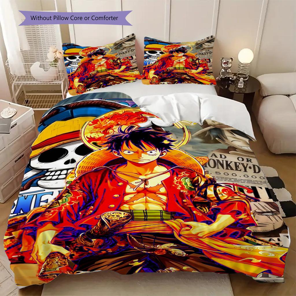 D. Luffy Anime Puzzle Soft Comfortable Duvet Cover, Children's Bedding Set Gift, Various Sizes Available LXR161
