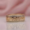 1pc, Elegant & Luxury Style, Engrave Hollow Flower Texture Wide Ring, Inlay Shiny Rhinestone Ring, Fashion Delicate Accessory For Daily Wear & Party,