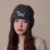 Cute Puppy Woolen Hat for Women In Autumn and Winter Plush Big Head Circumference Versatile Hat Ear Protection Bag Head Knitted Hat Cold Hat