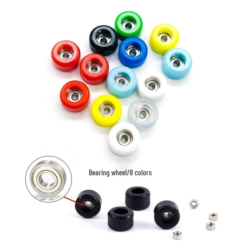 Multi-Color Fingerboard Wheels with Bearings - 4-Pack Professional Upgrade