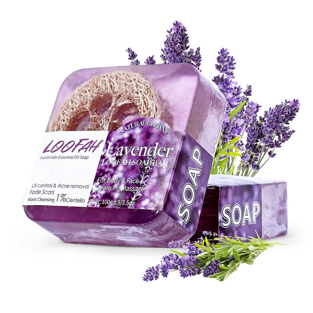 Sapone Spugna Luffa al Limone Fatto a Mano - 100g Sapone Detergente con Olio Essenziale Sale Marino Rosa e Spugna Luffa per Viso e Corpo.