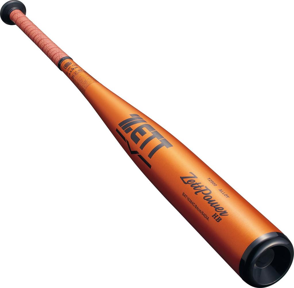 ZETT Power HB Hard Baseball Metal Over Orange Gold Made in BAT16384C Bat, (Super Duralumin), 84cm, 900g, (5601), Japan,