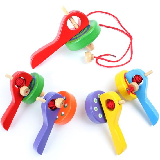 EDC Classic Wooden Peg Top Spinning Gyro with Launcher Rope Children Play Toy Gift
