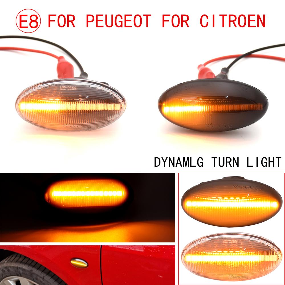 2pcs LED Turn Signal Side Marker Lights Blinker Lamp For Peugeot 307 206 407 107 607 Citroen C1 C2 C3 C5 C-Elysee SpacetourerTurn Signal 2
