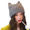 Cartoon Knitted Hat for Women Korean Style Solid Color Fashionable Versatile Wool Hat Outdoor Windproof and Warm Pull Out Hat for Men