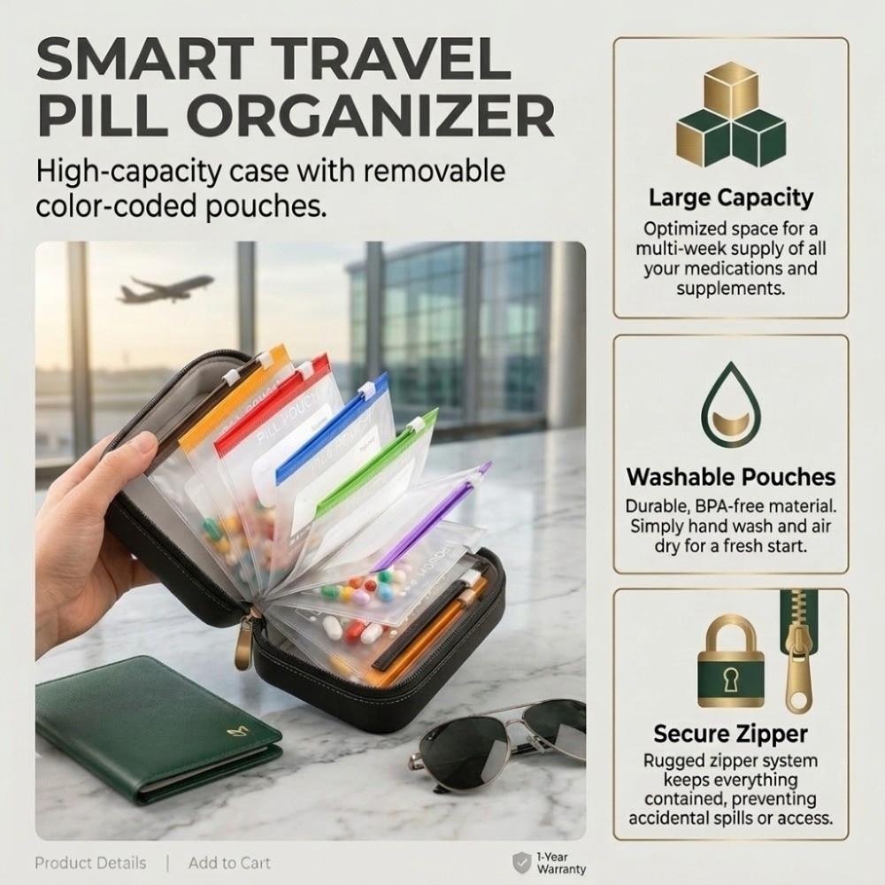 Waterproof Pill Pouch Organizer BPA-Free Medicine Box Bag Durable Pill Storage Holder  Daily Travel