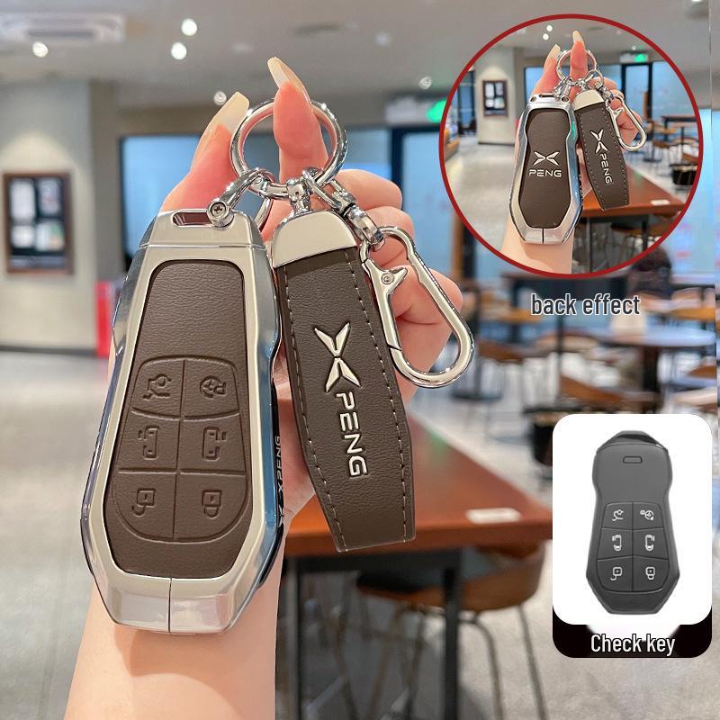 Metal Leather Key Case for 25 Xiaopeng Models: Fits X9, G6, P7i, G9, P5, G3