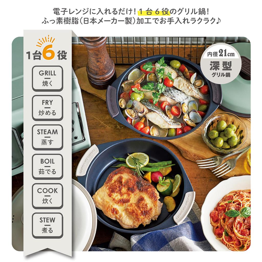 Toffy Microwave Grill Pan Cooktop with and Simmering Functions Includes Silicone Mits and Recipe Book K-MW4 (Pale Aqua) - Deep, 6-in-1 Baking,