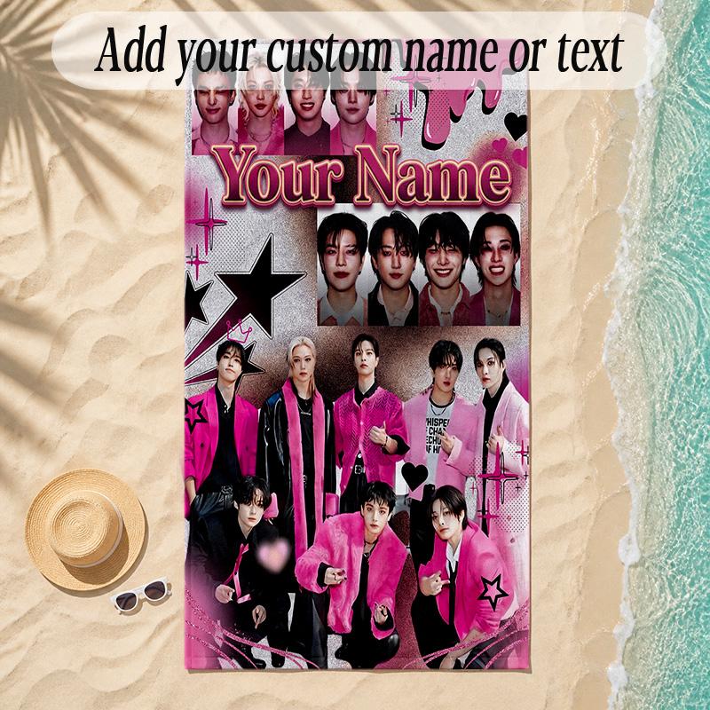 Beach TowelStray Kids Custom Name Text Personalized Soft Towel for Beach Pool Indoor Home Decor Gift
