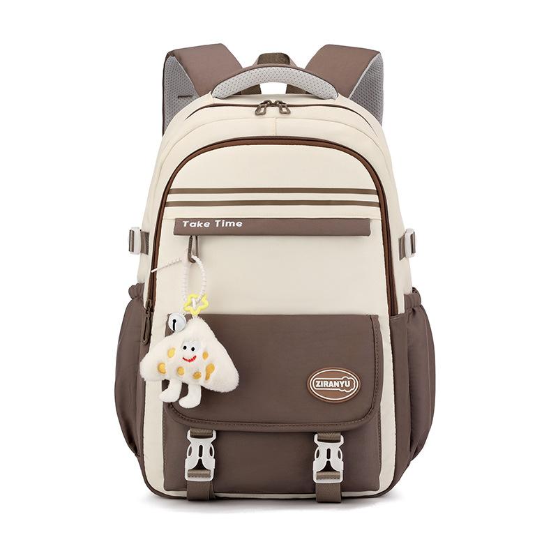 

Middle High School Backpack for Girls Simple School Bags Students Book Bag for Elementary Laptop Backpack with Many Pockets кавовий