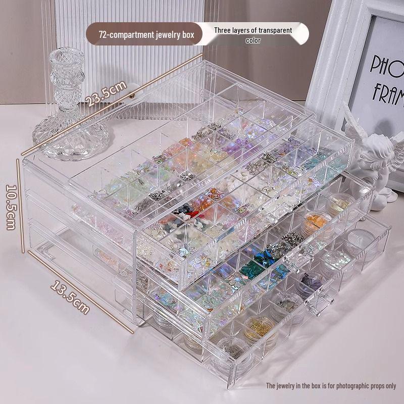 Acrylic Multi-Layer Jewelry & Nail Art Storage Box with Drawers