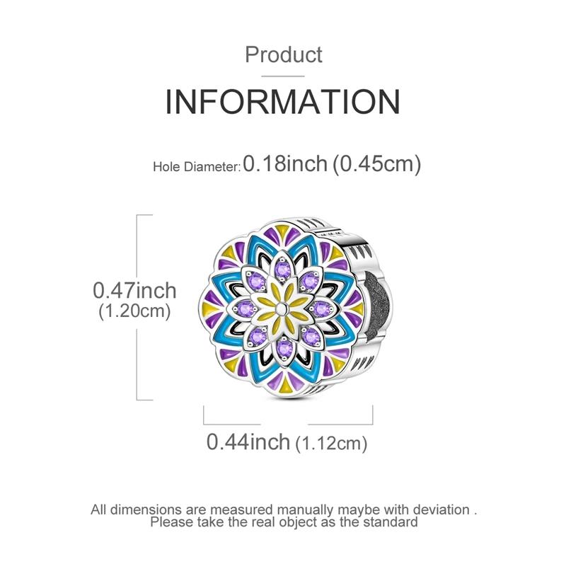 Colorful Fine Mandala Flower Bead Copper Genuine Bead Fits Genuine Charm Bracelets Bead Jewellery Gift For Women