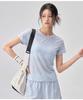 Women's Lightweight Cross-Cutout Yoga T-Shirt - Breathable Textured Short Sleeve Slim Fit for Summer Fitness