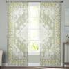 Geometric Ethnic Oriental Vintage Sage Green Sheer Curtains for Kids Bedroom Living Room Voile Window Curtains Tulle Drapes