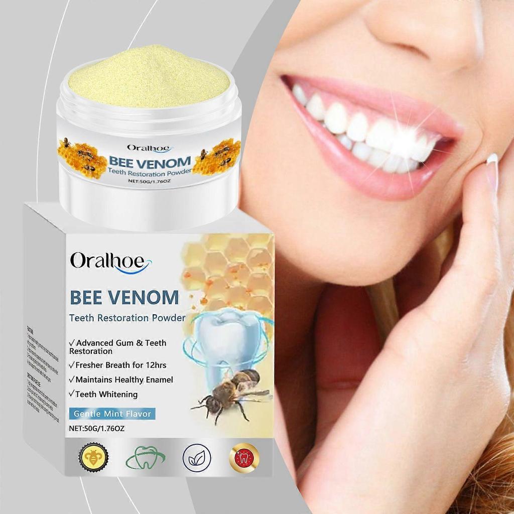 Bee venom tooth powder protects gums, freshens breath, cleanses teeth, and