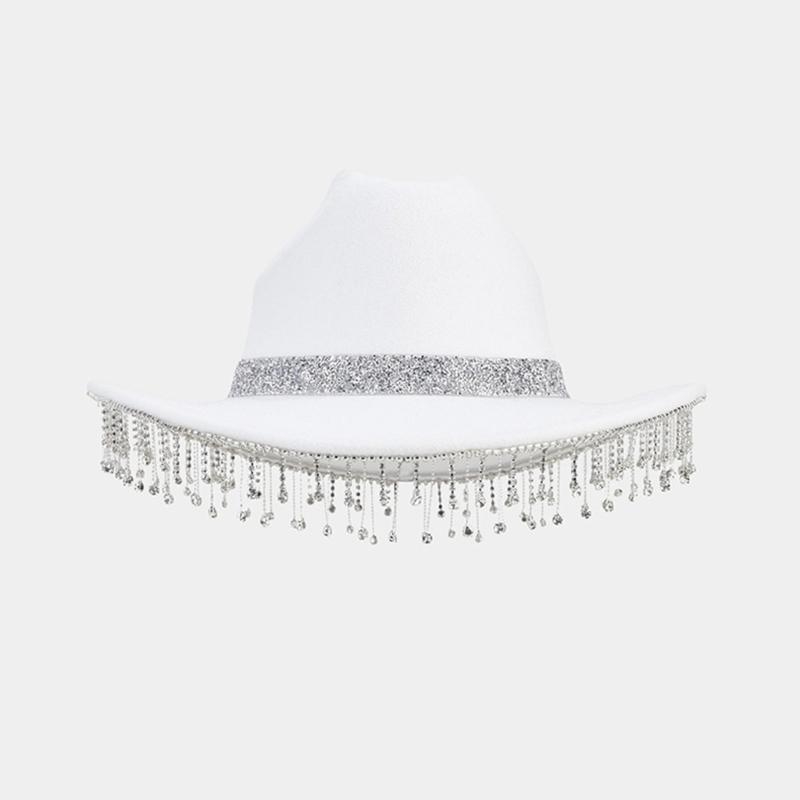 Lightweight Fedoras Hat Woman Men Felt Ladies Cowboy Hat Party Rhinestone Western Party Hat Bonnet Men Windproof Hat