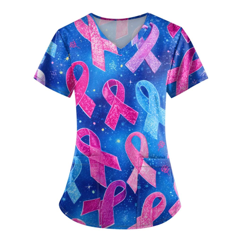 Dámská móda Overal s V výstřihem a krátkým rukávem s kapsami Potištěné topy Oblečení