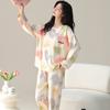 Spring and Autumn Pajamas 1011 New Round Neck Long Sleeves Can Be Worn Outside Women's Suit Autumn and Winter Women's Large Size Loungewear