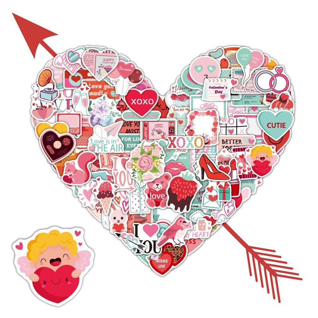 Love Stickers For Scrapbooking, 100 PCS Valentines Stickers For Scrapbook Supplies, Vinyl Stickers For Water Bottles Laptop
