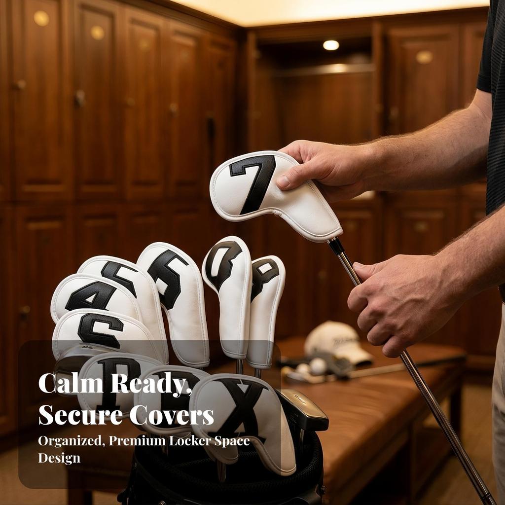 10 Pieces Golf Iron Headcover Dirt-Resistant Club Set Sturdy