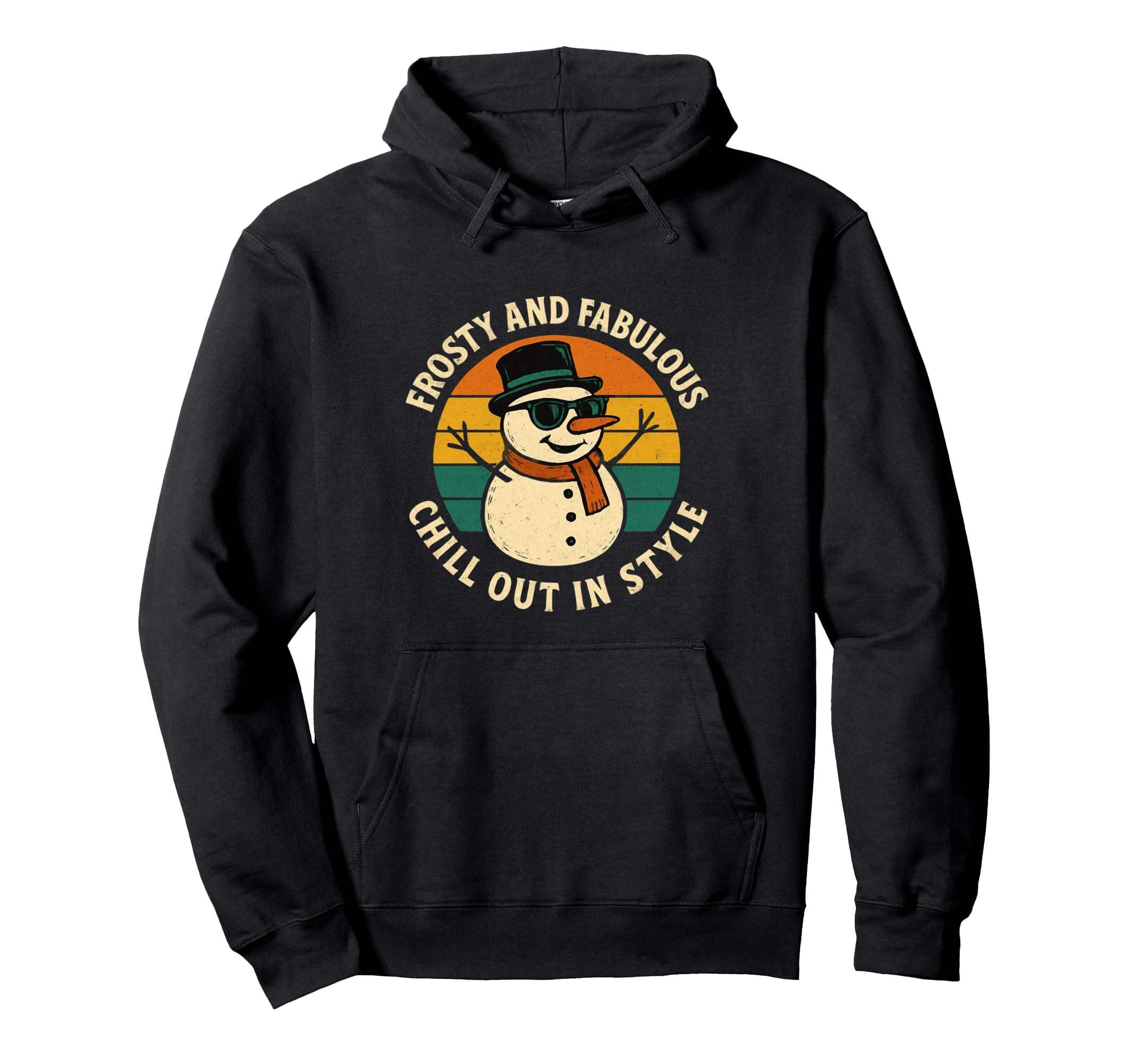 Frosty Fabulous Funny Christmas Snowman Chill Out Holiday Hoodie чёрный 6947₽