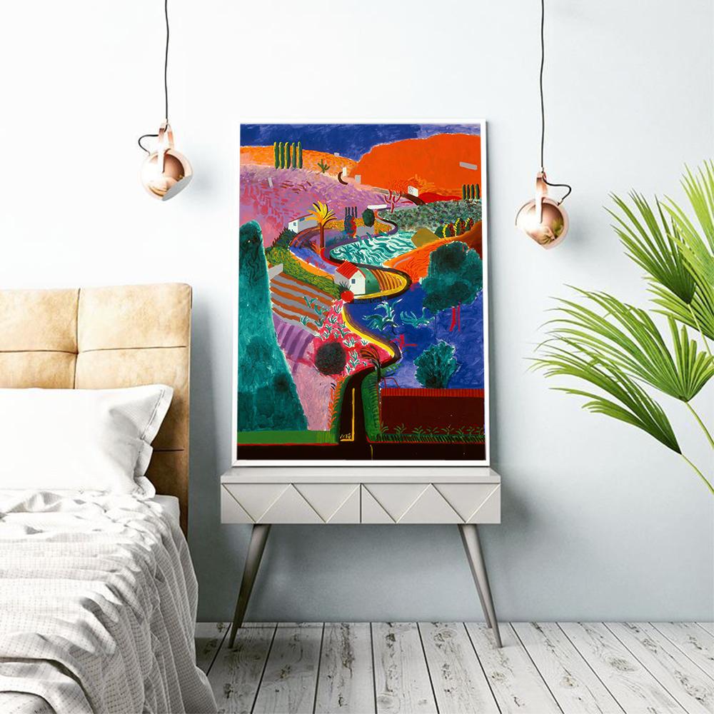 David Hawkney Nichols Canyon Works Exhibition Vintage Canvas Poster Abstract Painting Living Room Wall Picture Decor Frameless