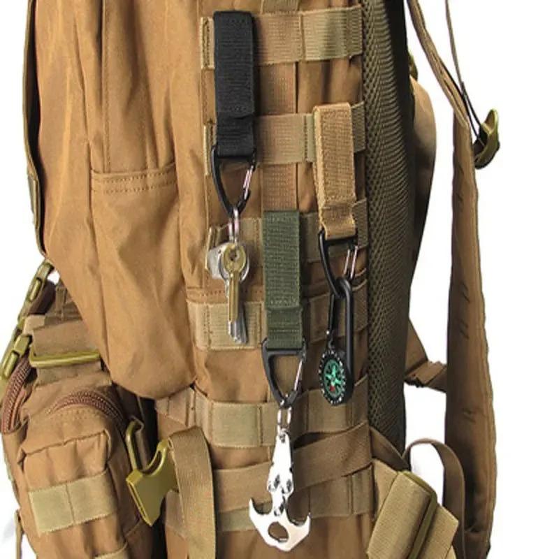 1/2/3Pcs Tactical Hanging Key Hook Clip Clamp Buckle Nylon Webbing Molle Belt Carabiner Outdoor Strap Climbing Accessories