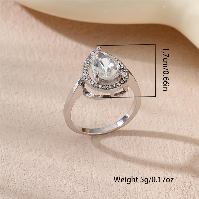 Water Drop Type Diamond-set Niche Jewelry High-end Sense Versatile Women's Multi-color Ring