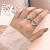 2Pcs/set Korean Heart Stacking Ring for Women Elegant Silver Finger Rings Accessories Jewelry