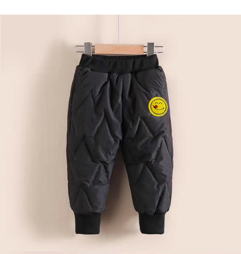 Children's Windproof Quilted Cotton Pants with Velvet Lining for Boys and Girls - Warm Winter Casual Wear