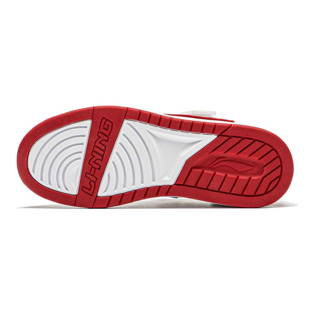 Li Ning Kids Non-Slip Mid-Top Skate Shoes Kids Sneakers White Red YKCS184-9