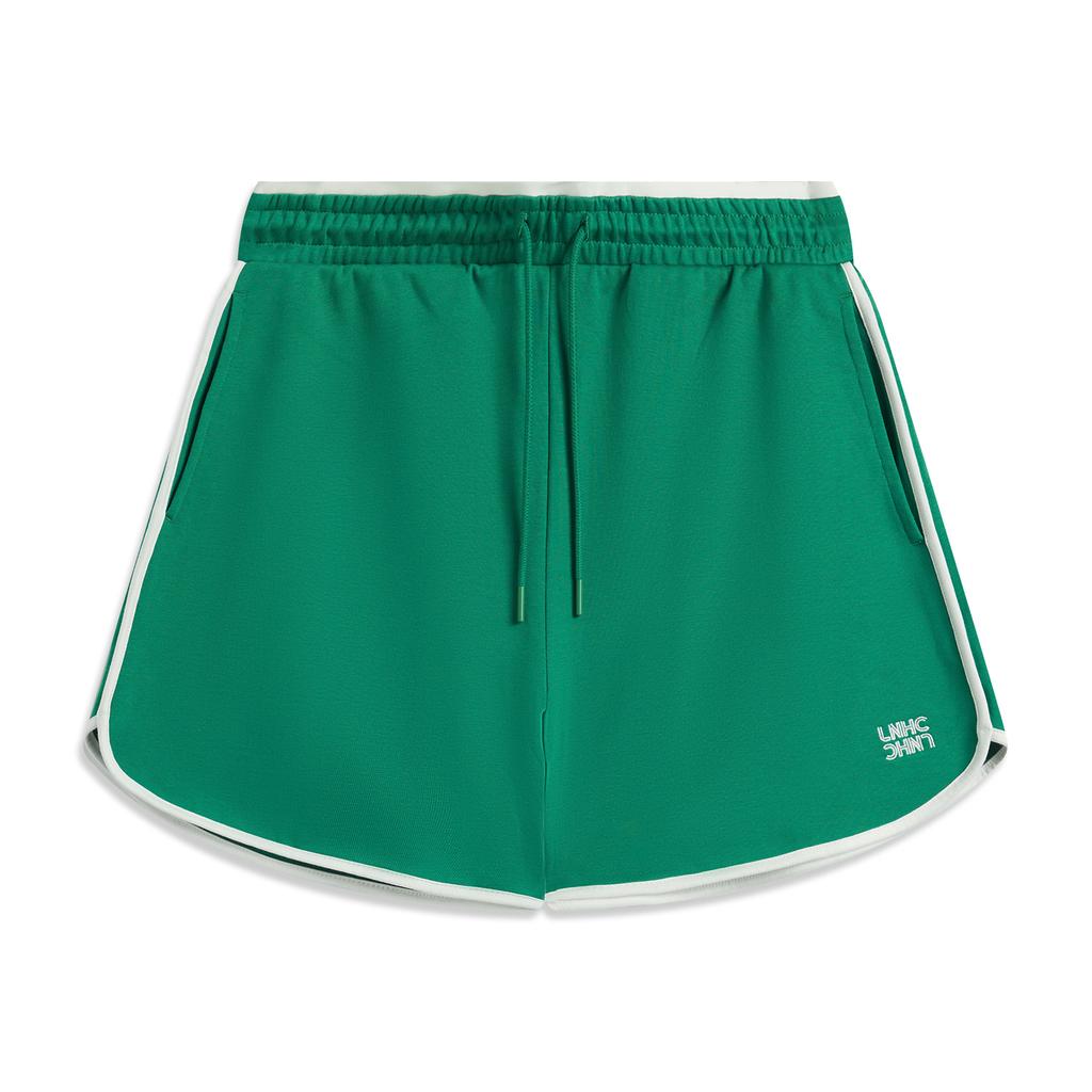 Li-Ning Sports Lifestyle Series Color Block Mid-Rise Drawstring Comfortable Breathable Versatile Straight Leg Casual Shorts Women shorts AKSV296-7