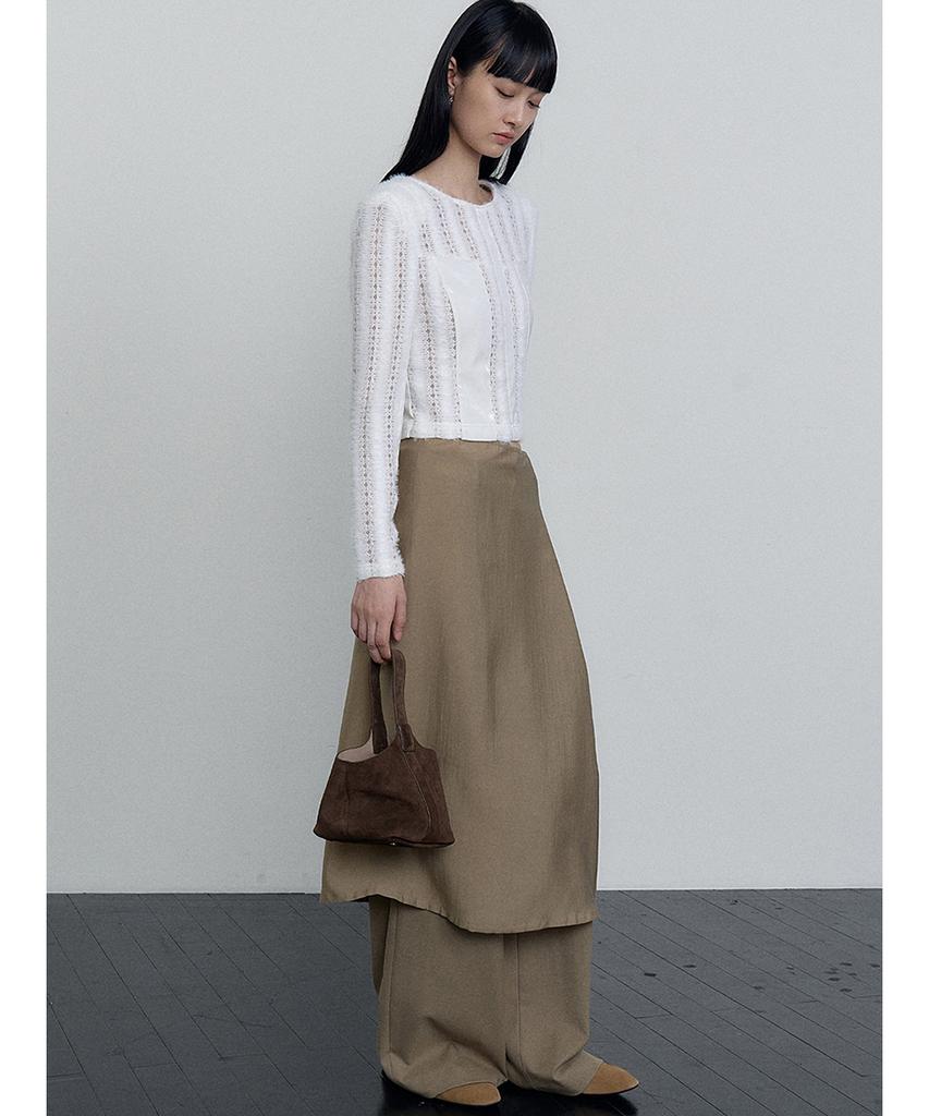 Make A Toast Layered Wide Skirt Pants Brown Mbefpa004Br