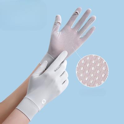 New Sun Protection Gloves for Women  Ice Silk Cycling Thin Anti Slip Breathable UV Resistant Finger Exposing Summer Driving Gloves