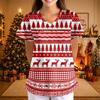 Women's Casual 3/4 Sleeve Neck Christmas Print Top for Holiday Parties