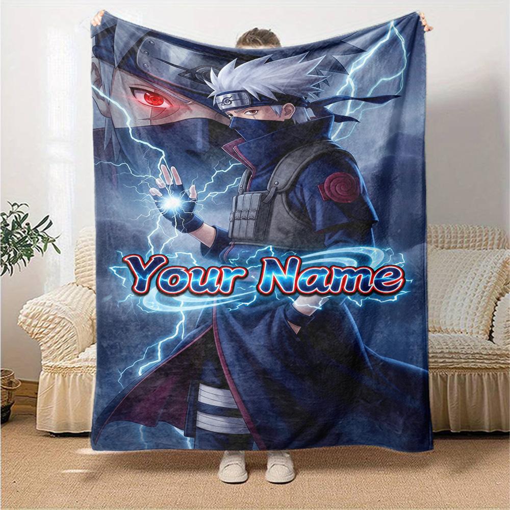 Naruto Character Customize Text Blanket Gift Customizable Blanket Soft Warm Cozy Perfect for Sofa Home Decor Couch Office Four Seasons Universal