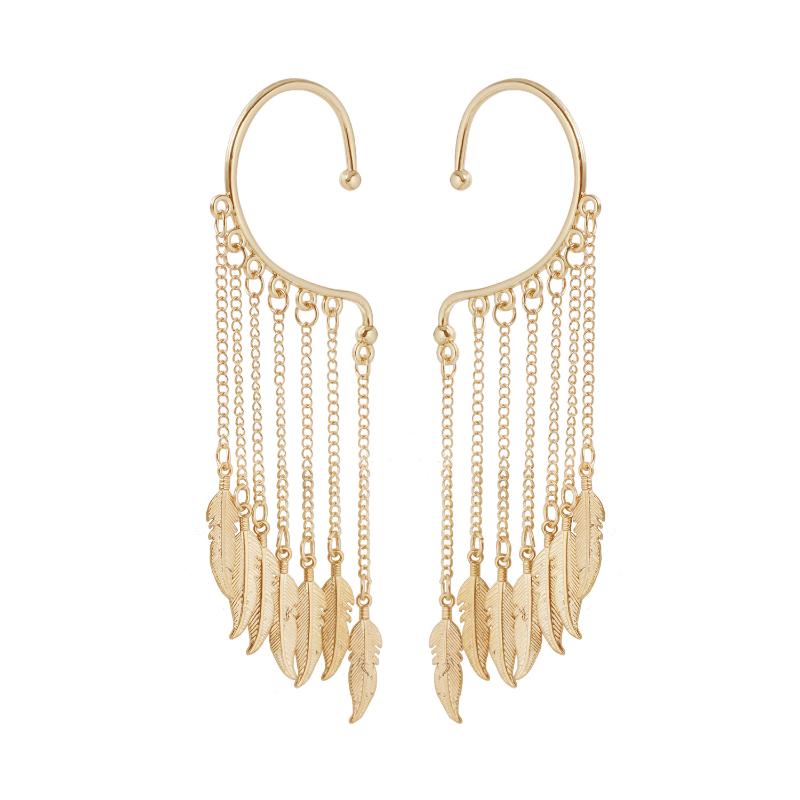 

1Pair Fashion Metal Tassel Ear Hook Non Piercing Without Ear Hole Earrings Exaggeration Cartilage Ear Clip Jewelry Accessories