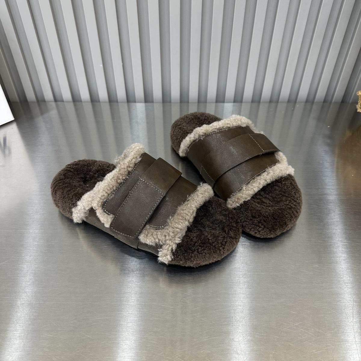 

Осенне-зимняя обувь Mao Mao, нишевый дизайн, улучшенный смысл, домашняя толстая подошва, верхняя одежда, ретро-ремень с пряжкой, хлопковые тапочки для женщин 40