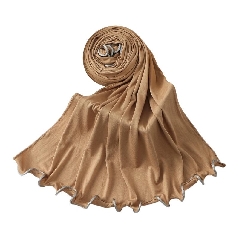 Luxurious Cotton Hijab Scarf for Women Breathable Comfortable Ruffled Trim Head Wrap Shawl Wrap for Culture Event Wear