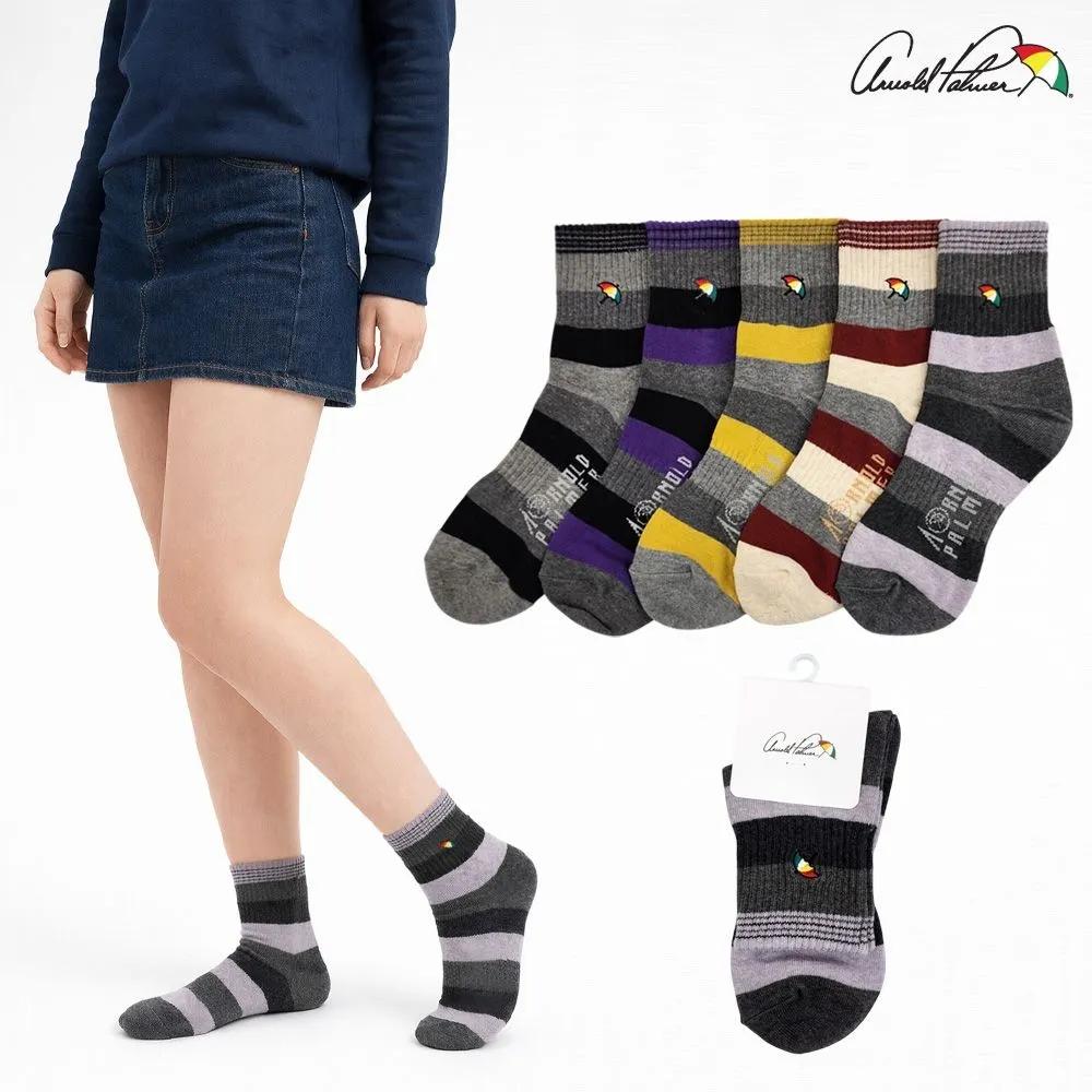 Women s Mid-Calf Socks Ringle Striped Daily Casual Student Socks Set of 5 Made in Korea Gift F(1X5)