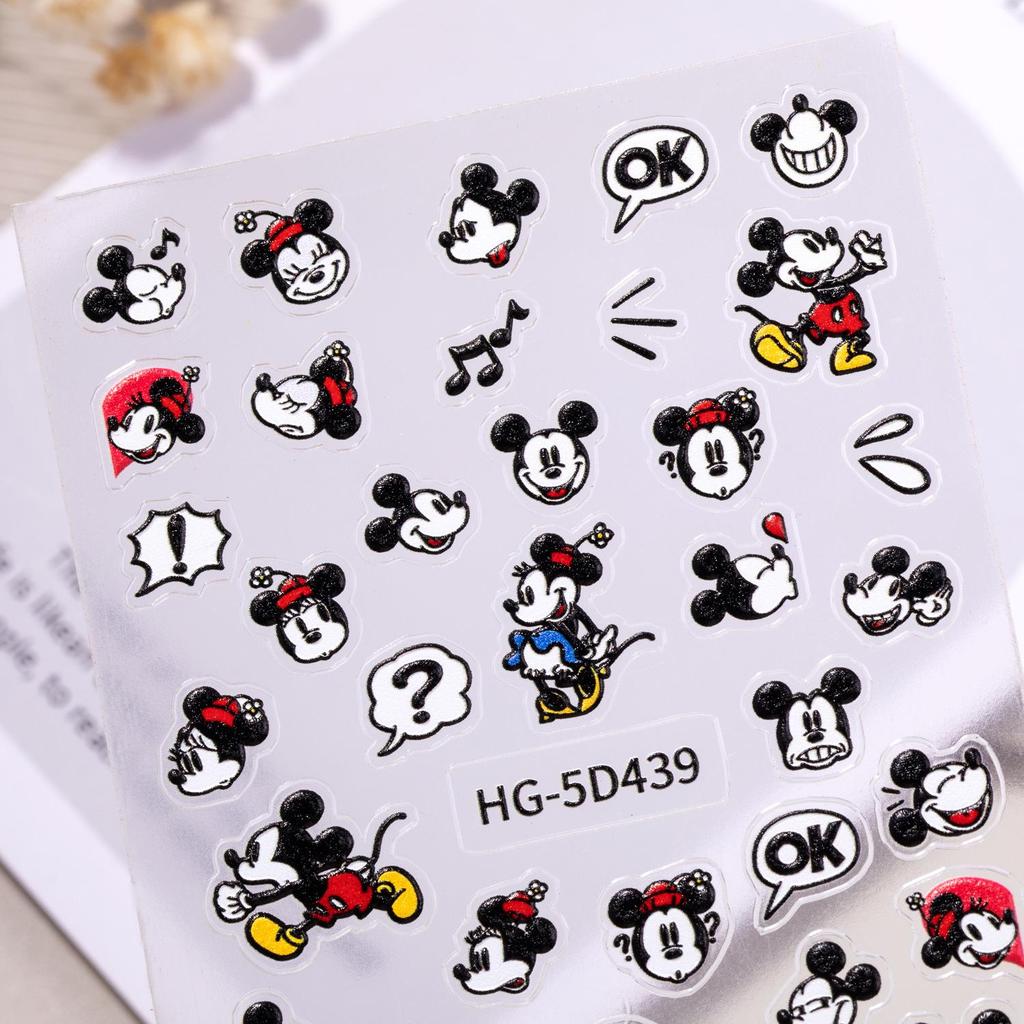 5D geprägte Mickey & Minnie Nagelsticker