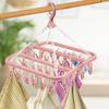 Foldable Drip Hanger with 32 Clips - Plastic Hanging Drying Rack for Clothes Underwear Socks  Swivel Wind-Proof Clothes Hanger