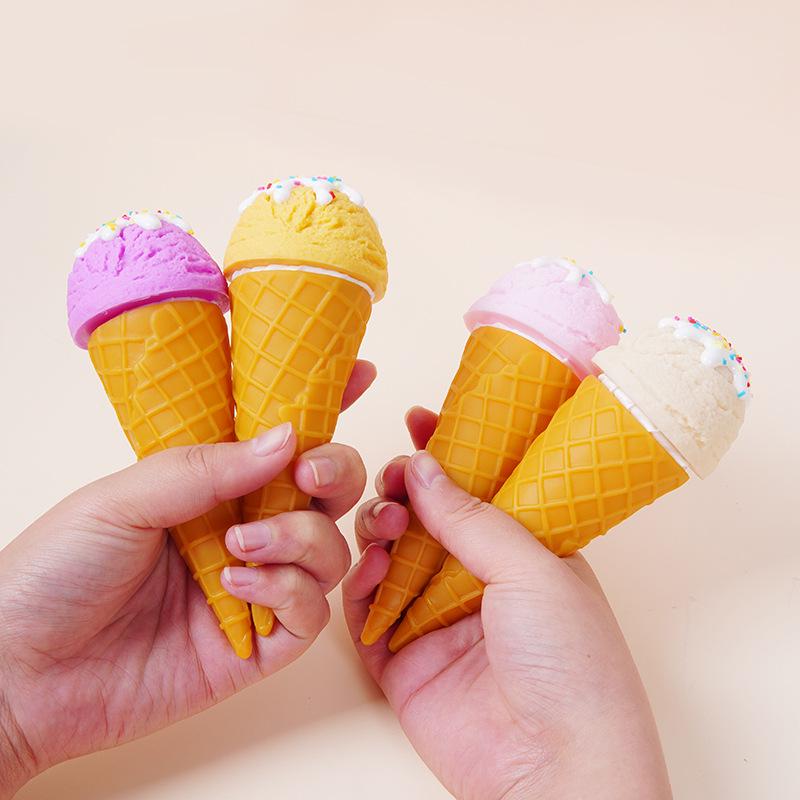Handcrafted Realistic Ice Cream Ball Display Prop - Macaron Color Cone Toy