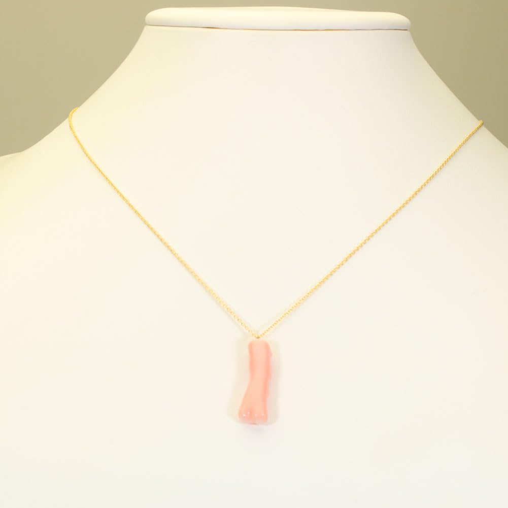 [Sansui] Garnet Coral Pink Branch Pendant Necklace (Undyed)