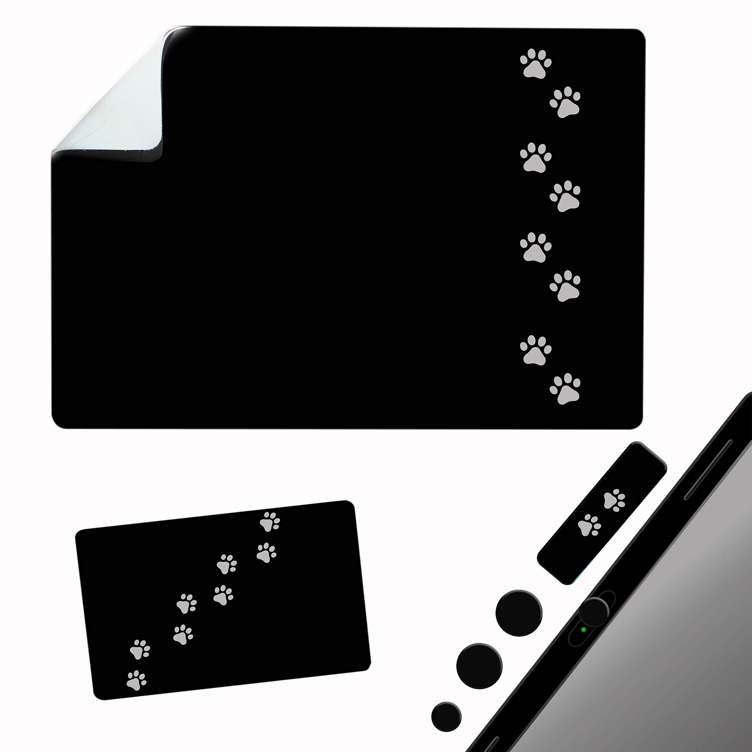 

Коврик для мыши с клейким основанием, прилипающим к любой поверхности, портативный, в комплекте с крышкой для веб-камеры и средством для чистки экрана - - -